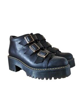 Dr. Martens Coppola Boot With Black Leather Triple-Buckle Platform Soles